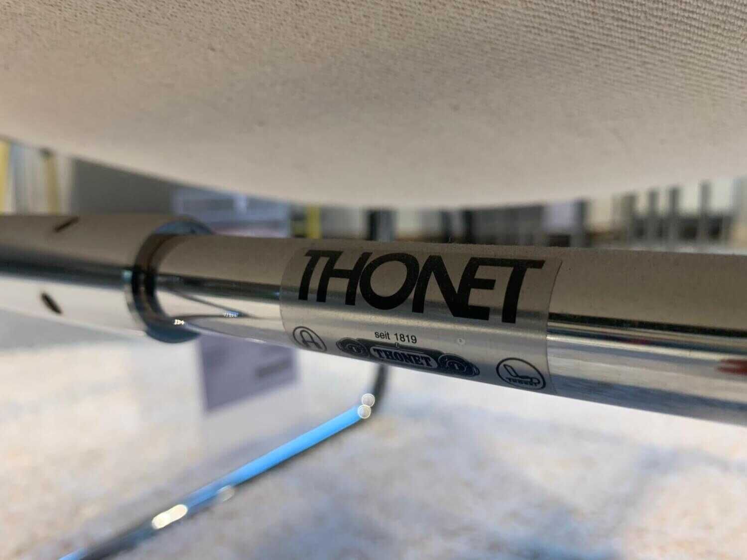 Thonet - Sessel S35 L Kernleder Natur Schwarz Eiche Geölt Stahlrohr Chrom mit Hocker - 3