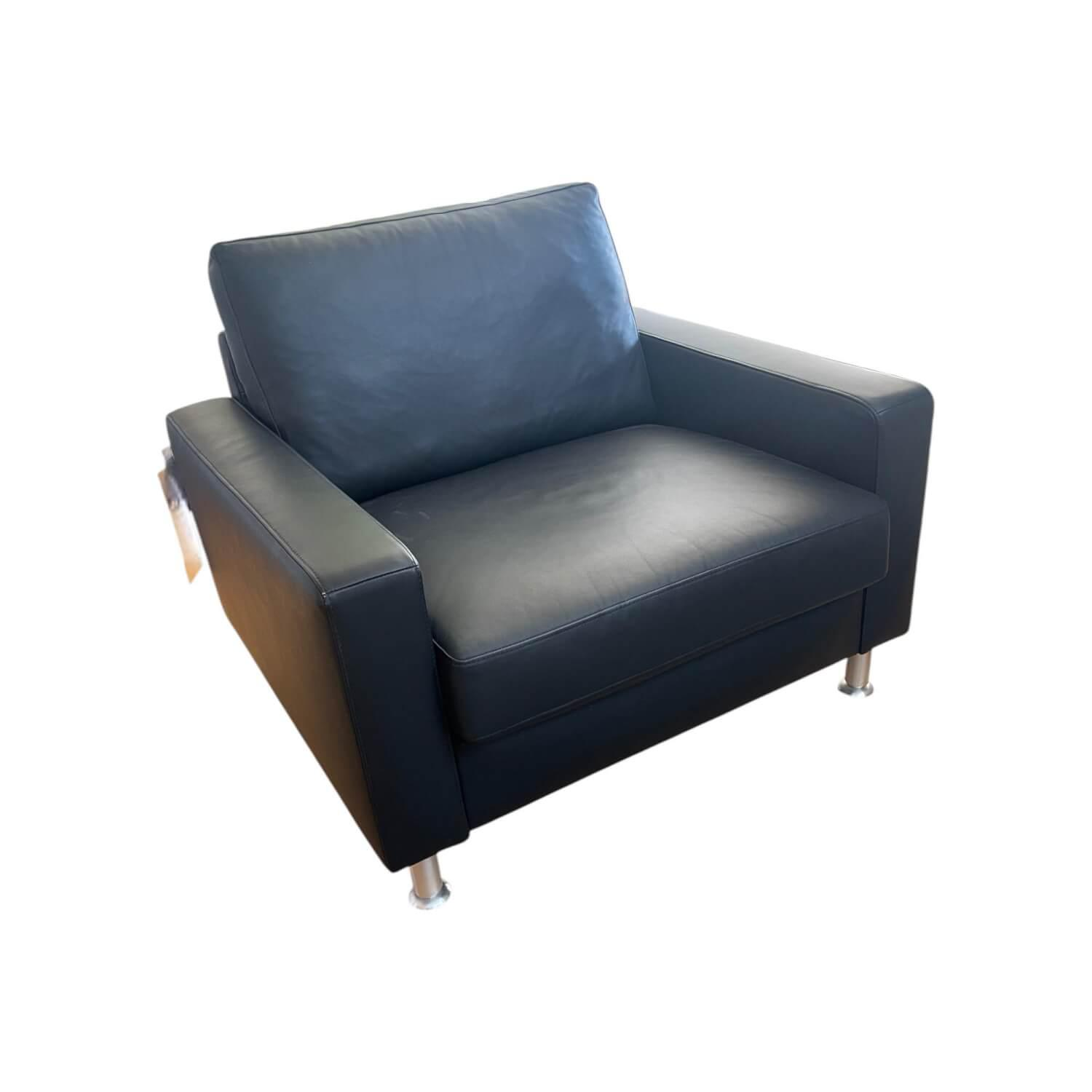 E. Schillig - Sessel Concept Plus M Leder L130 Schwarz Füße Aluminium Matt - 1