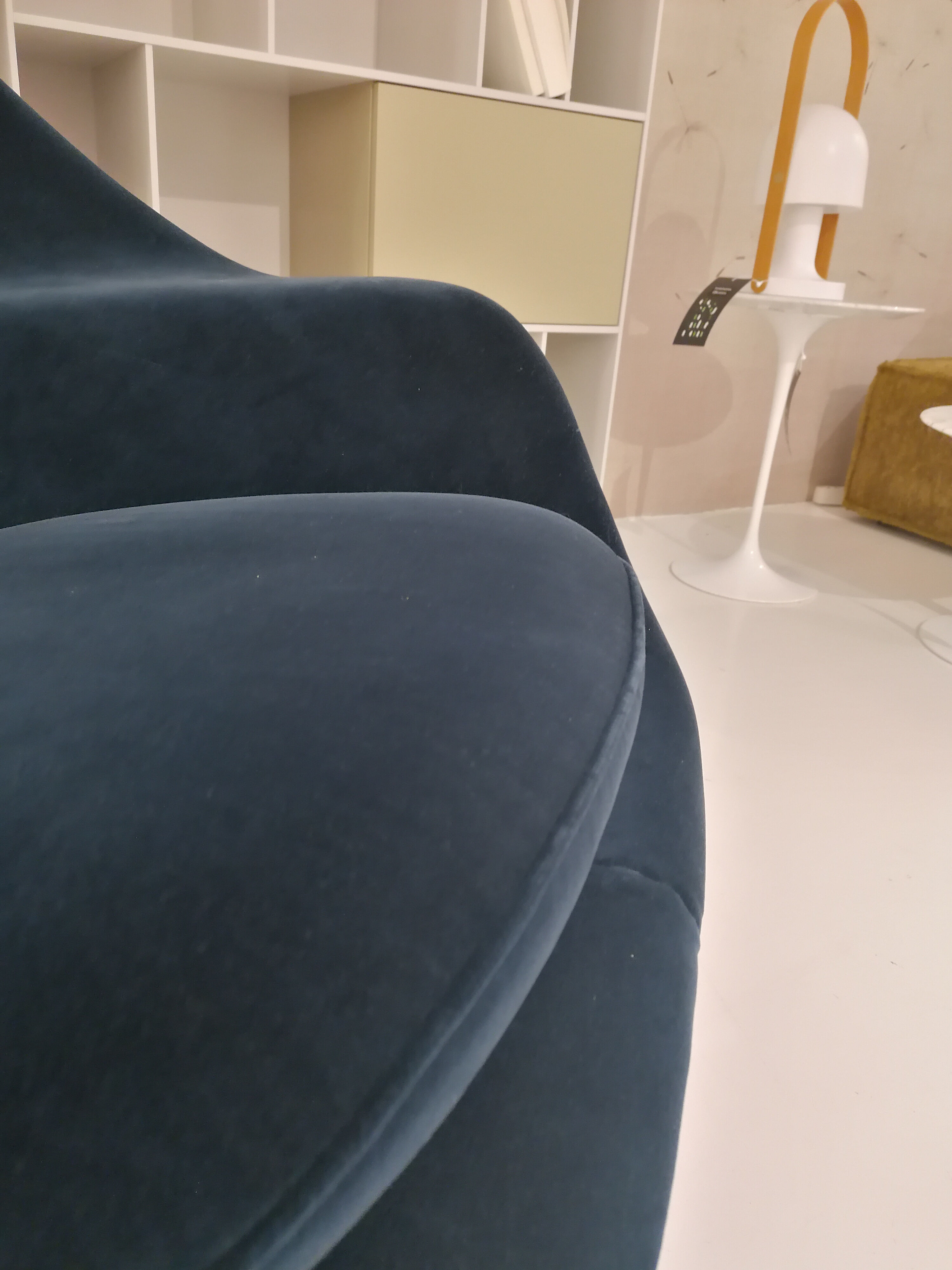 Knoll International - Sessel Womb Chair Relax Stoff Samt Eva 170 Dunkelblau Gestell Verchromt - 3