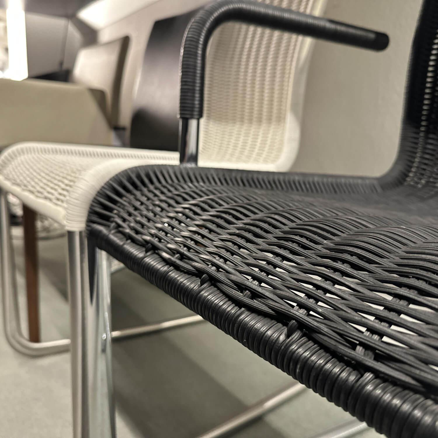 Tecta - Hochlehn Kragstuhl D26 Kunststoffgeflecht Schwarz Gestell Stahlrohr Verchromt - 4