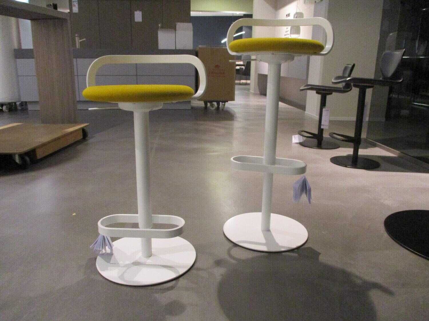 Lapalma - 2er-Set Barhocker Mak Stoff Stoff Hallingdal 457, PG C Gelb Gestell Weiß - 2