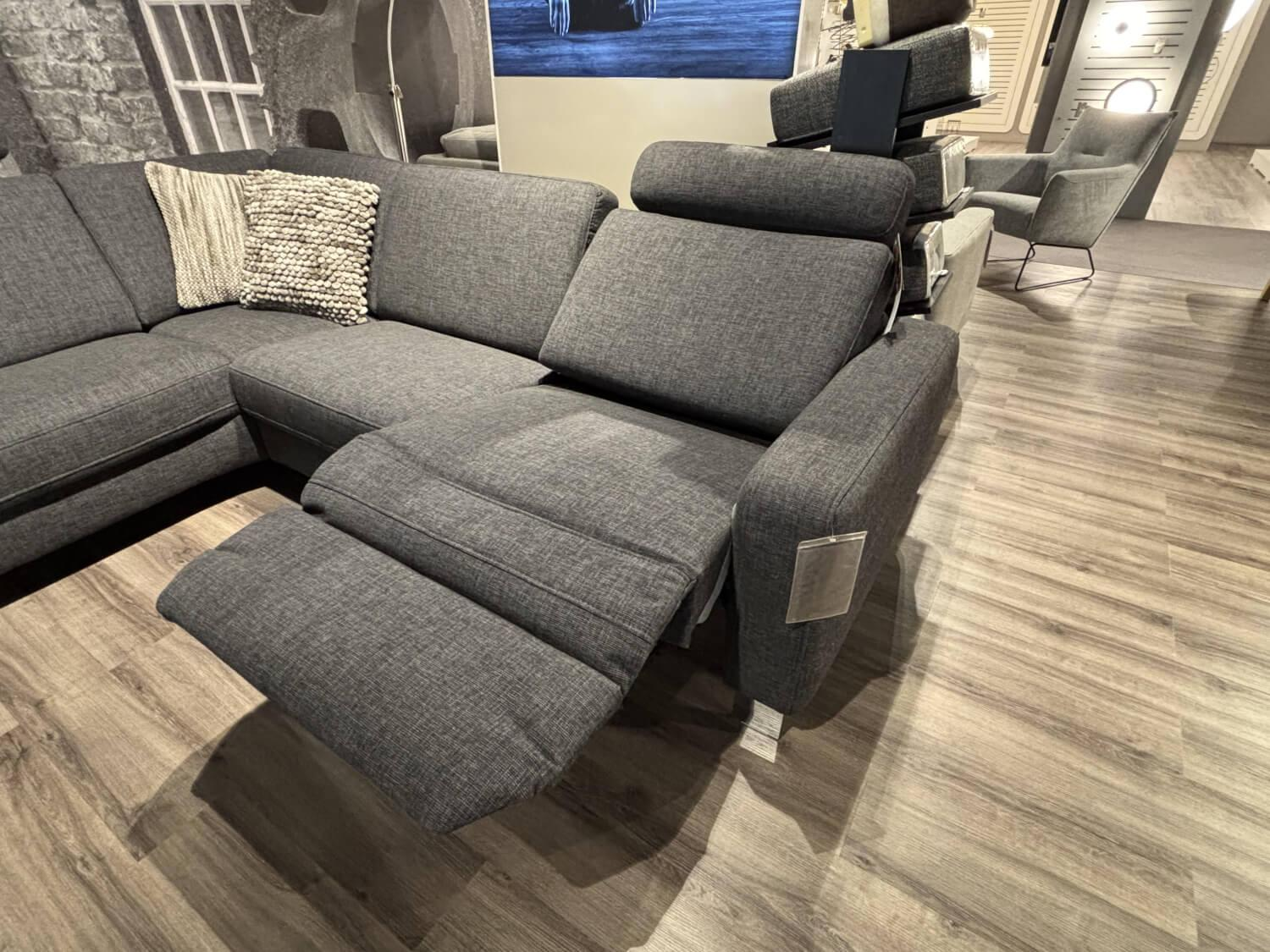 Hukla - Ecksofa Sofastyle Stoff  Vincent Anthrazit Metallfuß Chrom Inklusive 2 Kopfstützen Ohne Kissen - 2