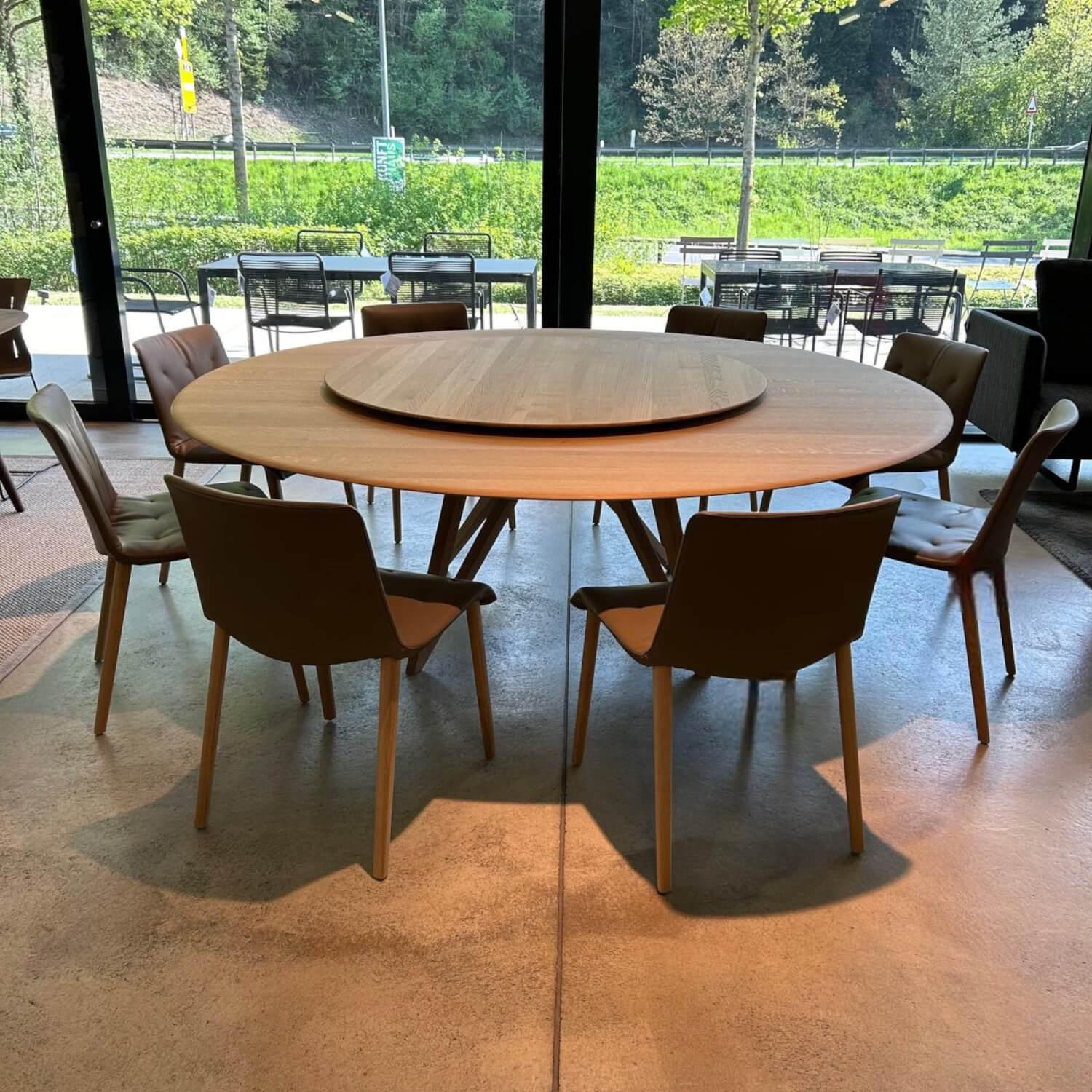 Walter Knoll - 8er Set Stuhl Liz Wood Leder Elen Fango Braun Gestell Eiche Weiß Pigmentiert Geölt Mit Teflongleitern - 3