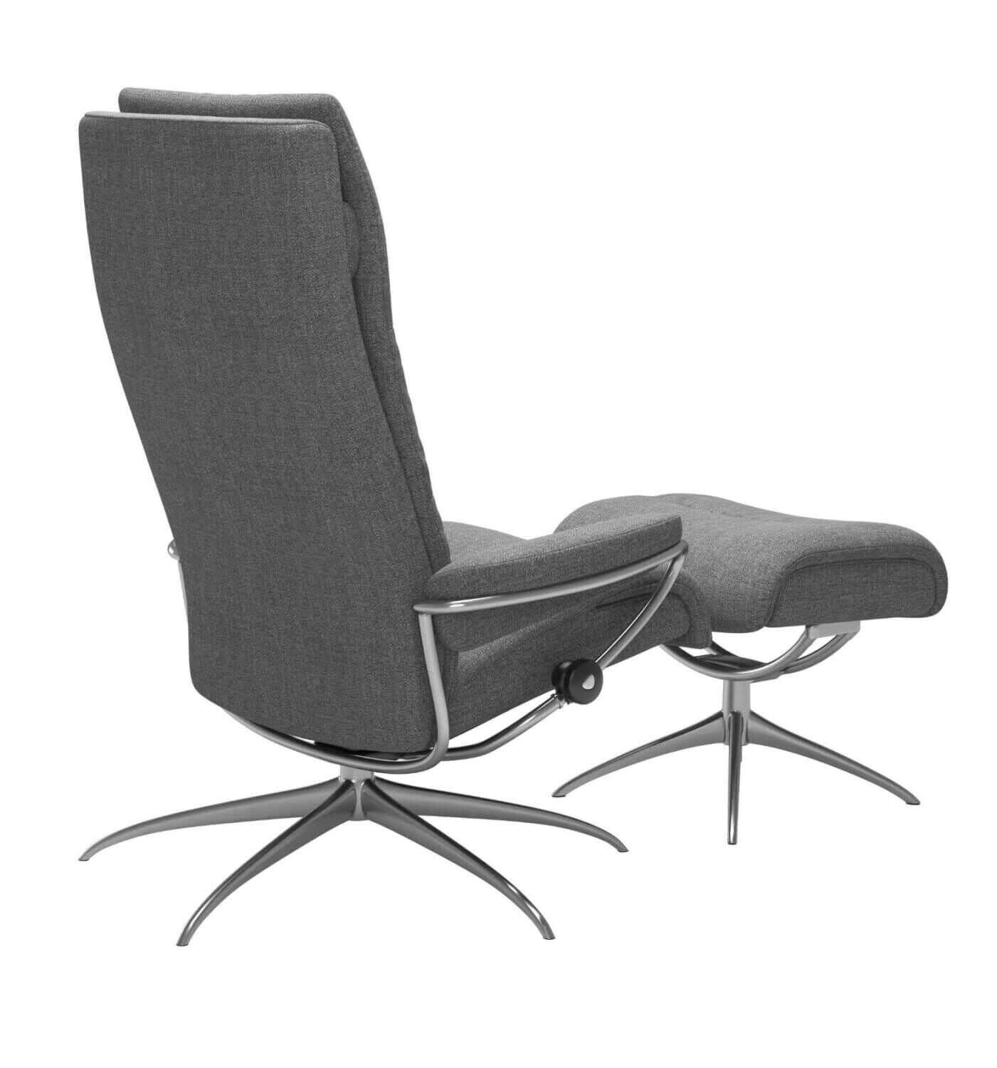 Stressless - Stressless Tokyo hohe Rückenlehne High Base Star Base Stoff PG5 Grey mit Hocker - 2