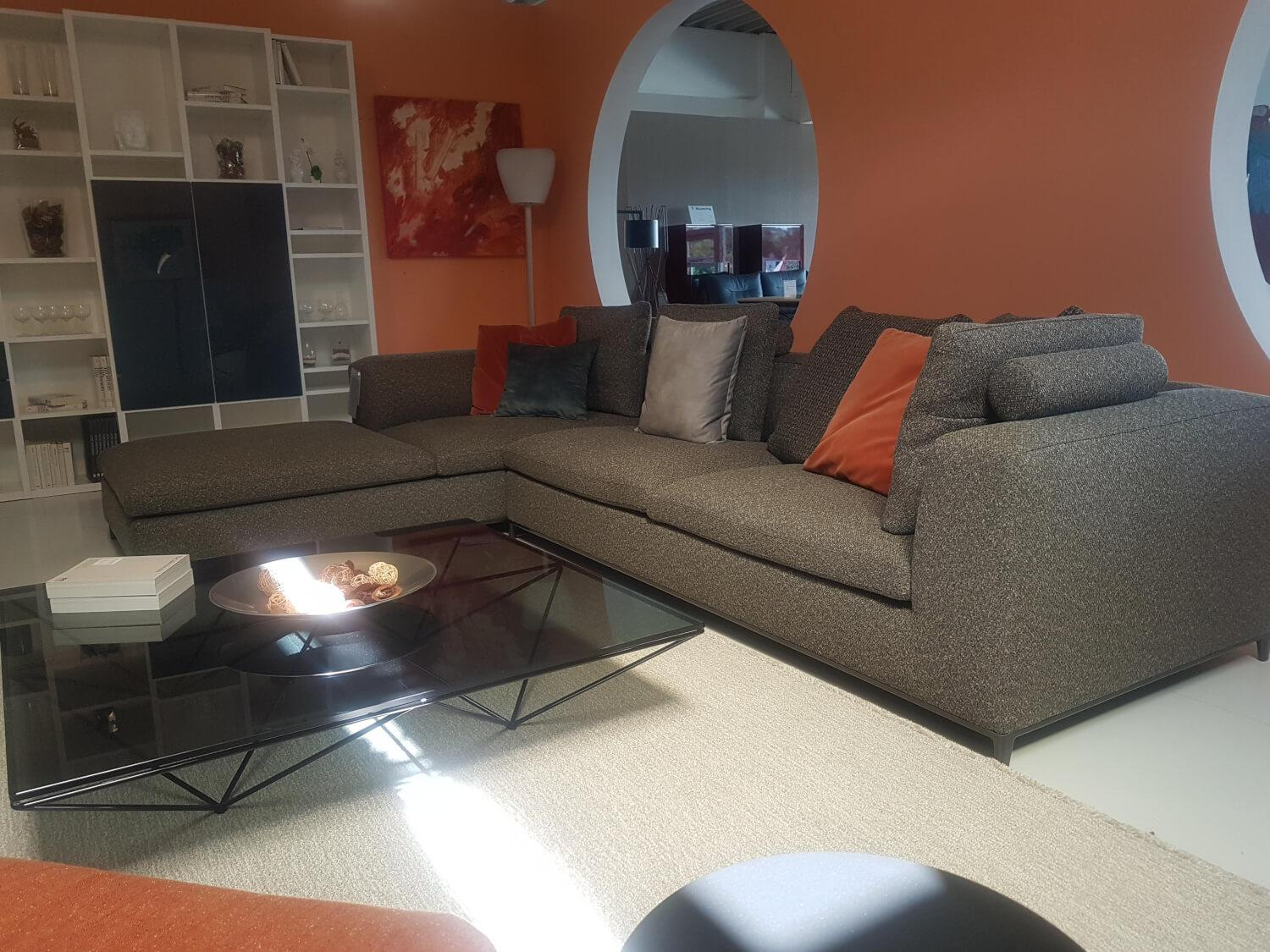 B&B Italia - Ecksofa Michel Club Stoff Laveno Schiefer Grau Gestell Metall Schwarz Lackiert - 11