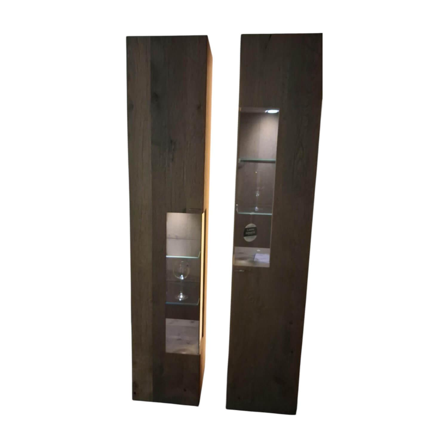 Venjakob - 2er-Set Vitrine Cosmo Eiche Rustico Stone Braun Grau Inklusive LED Beleuchtung - 1
