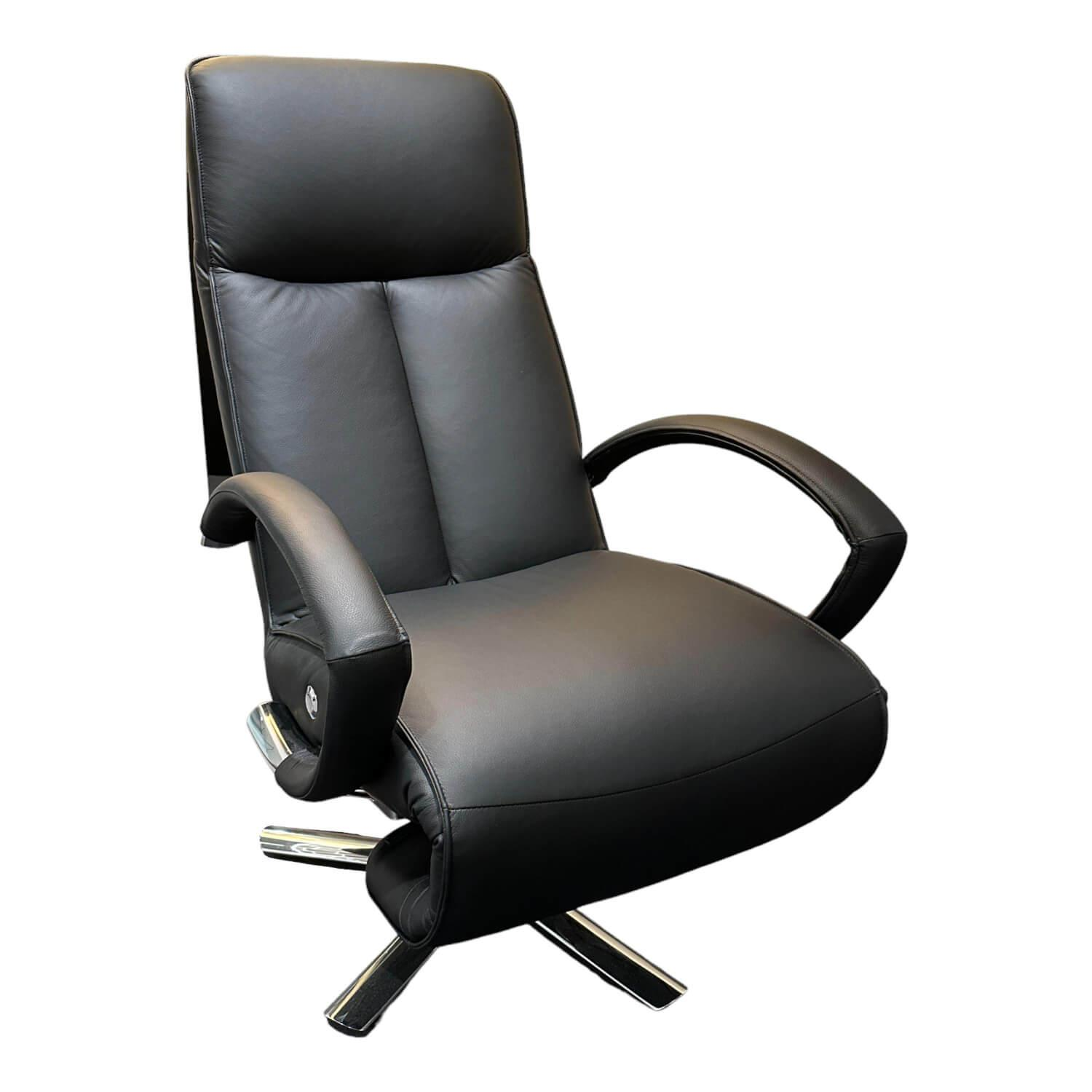 Strässle - Relaxsessel Achime Bezug Leder Oregno Schwarz 5-Sternfuß Aluminium Mechanisch Verstellbar - 1