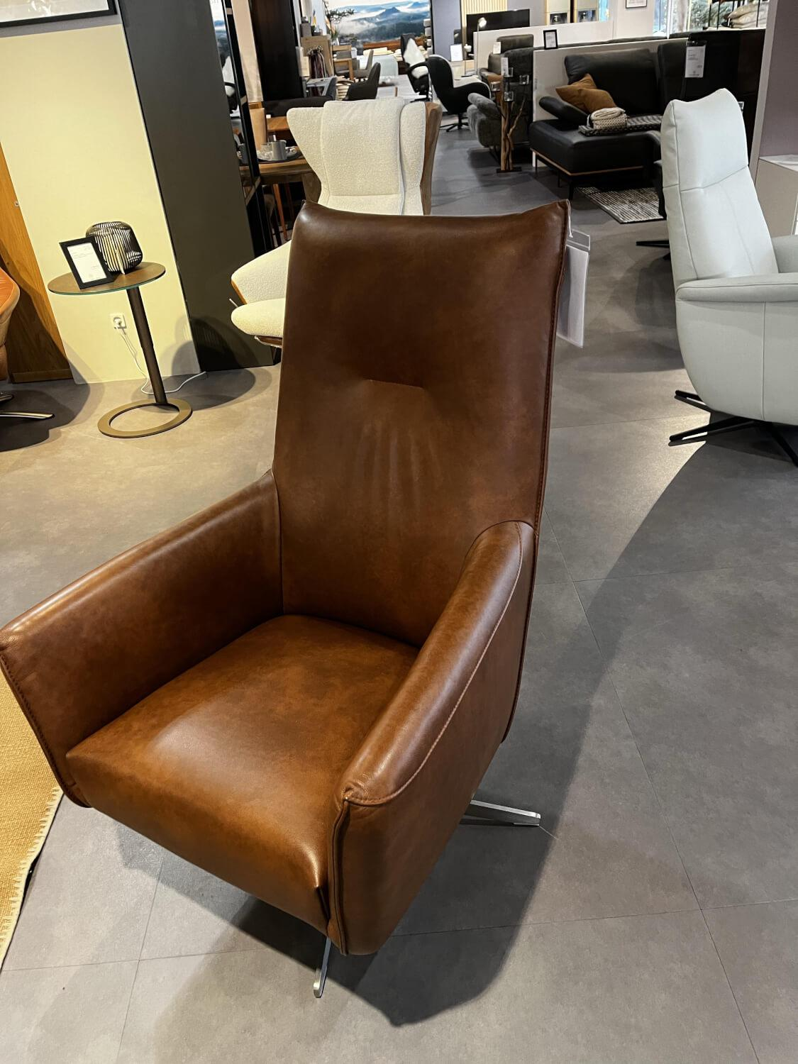 DFM - Drehsessel Todi Hoch Leder WL Savanah Braun Fuß KMF6 Edelstahl - 5