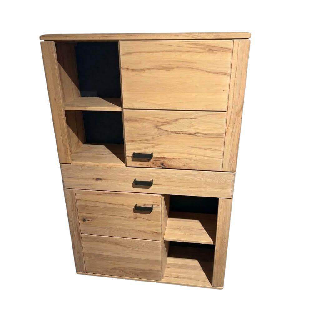 Natura - Highboard Cartago Astbuche Massiv Bianco Geölt Weißgeölt Gestell Metall Anthrazit - 1
