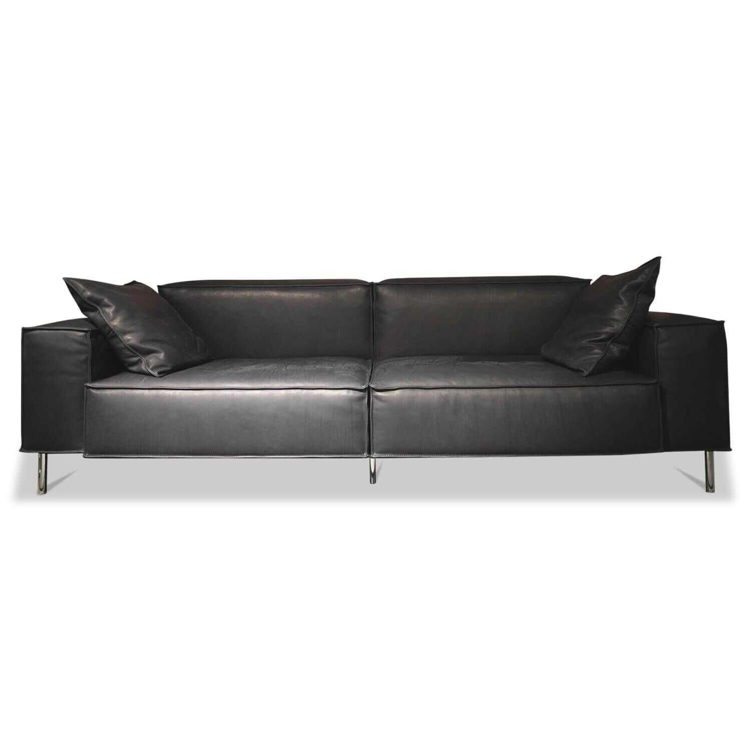 De Sede - Sofa Sofa DS-22/23 Zweisitzer Leder Naturale Schwarz mit 2 Kissen - 1