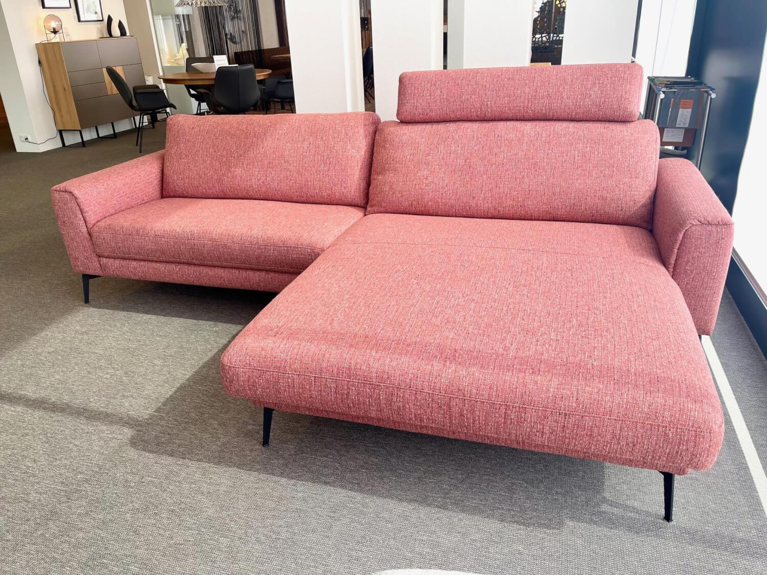 Contur - Ecksofa Enna Stoff Marinet Coral Rosa Füße Metallwinkel Schwarz Inklusive Relaxfunktion - 2