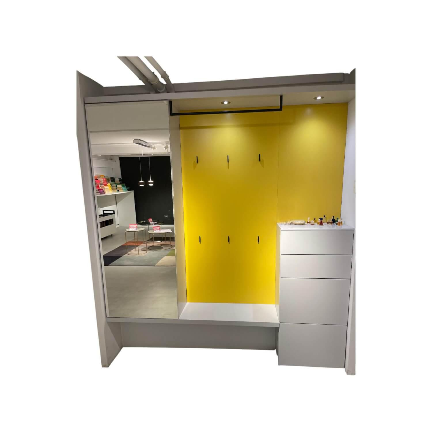 Sudbrock - Garderobe Tando Glattlack 407 Steingrau Weiß Grau Paneel Glattlack 496 Lemon Gelb Mit Beleuchtung - 1