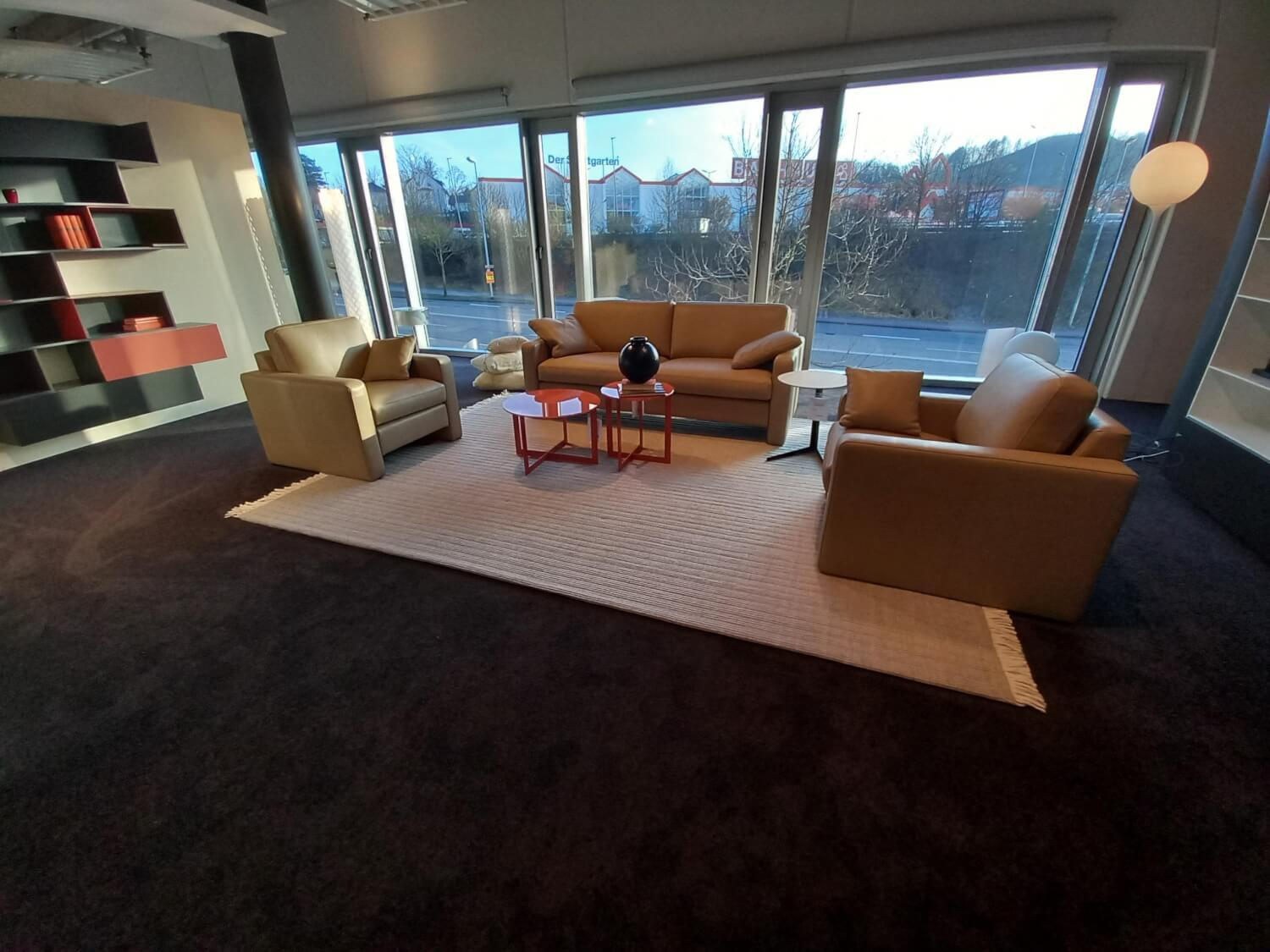 Violetta - Garnitur Ensemble Rivoli Leder Anilina Premium Marmor Beige 2 Sofas 1 Sessel - 5