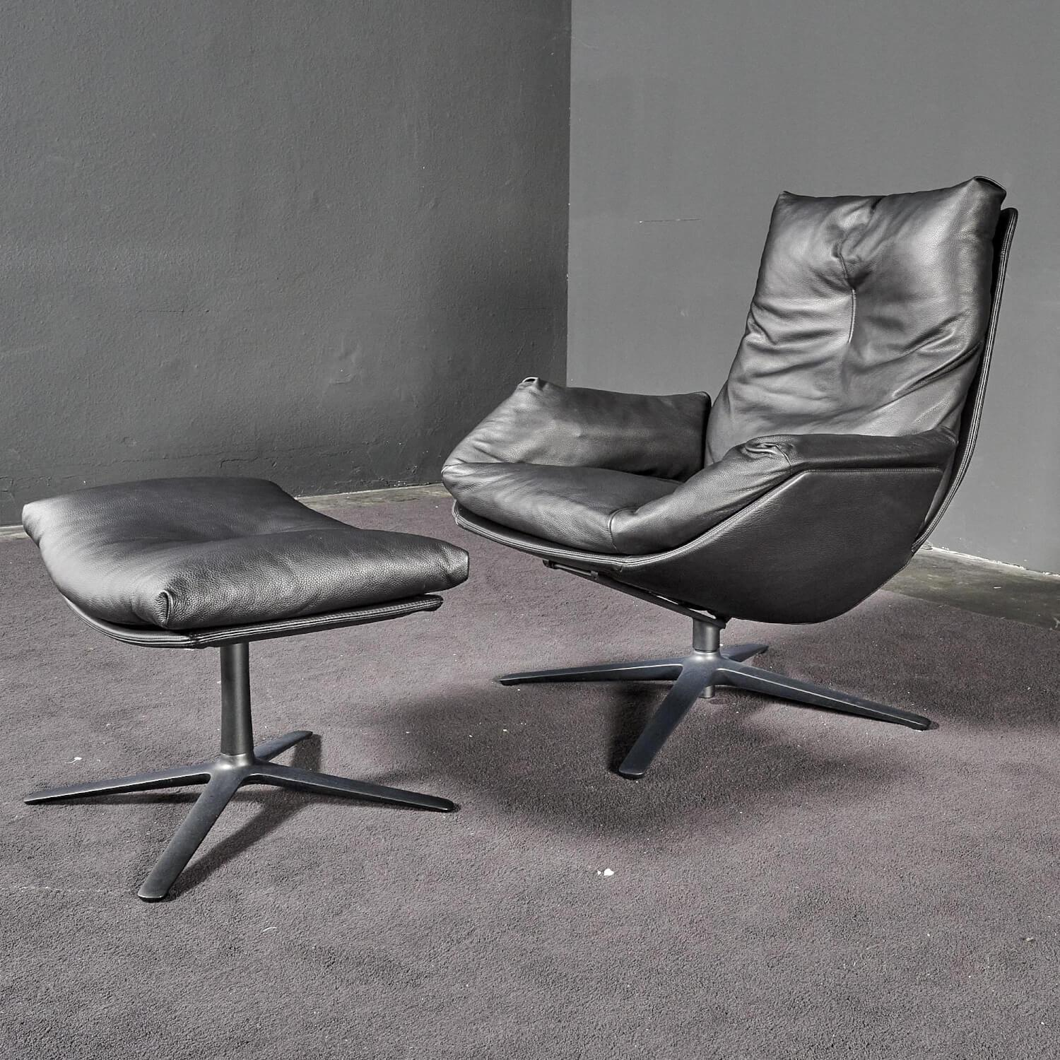 COR - Sessel Cordia Lounge Leder 458 Schwarz Gestell F05 Feinstruktur Schwarz Hoher Rücken Hocker 53100 - 10