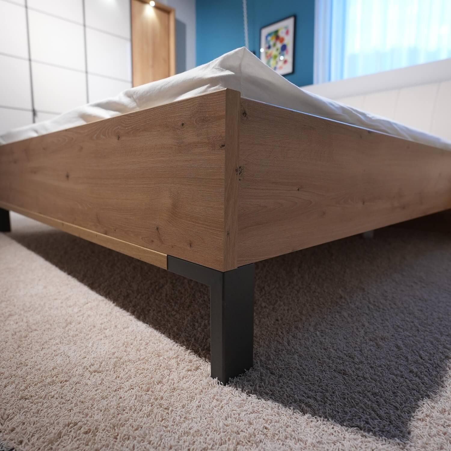 Wiemann - Schlafzimmer Capri Nachbildung Eiche Bianco Glas Und Kunstleder Champagner Creme Ohne Matratze Und Lattenrost - 5