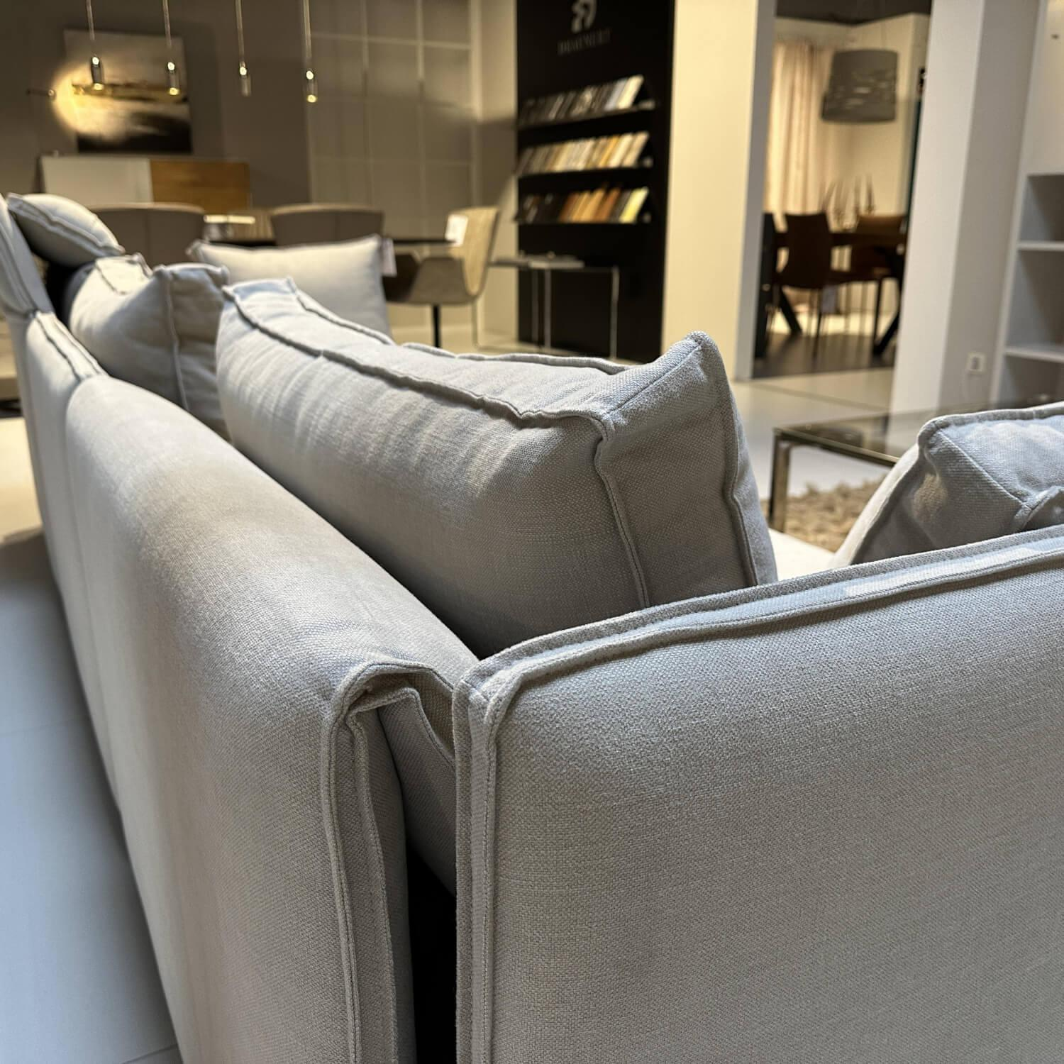 IP Design - Ecksofa Cube Lounge Stoff Hot Madison CH1249 095 Creme Füße Holz Schwarz Lackiert Inklusive Kissen - 3