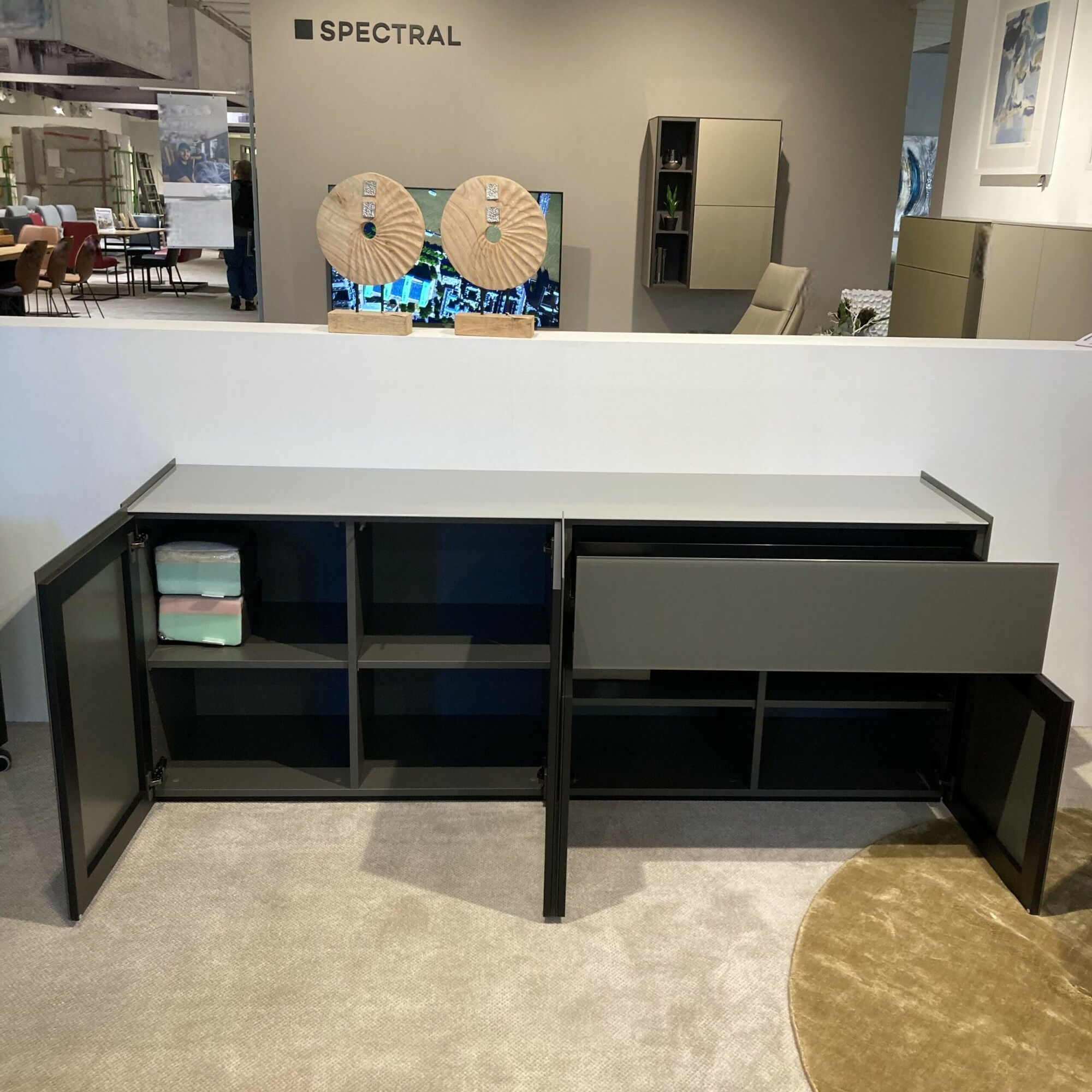Spectral Smart Furniture - Sideboard Side Front Glas Granit Grau Satiniert Deckplatte Glas Grau  - 2