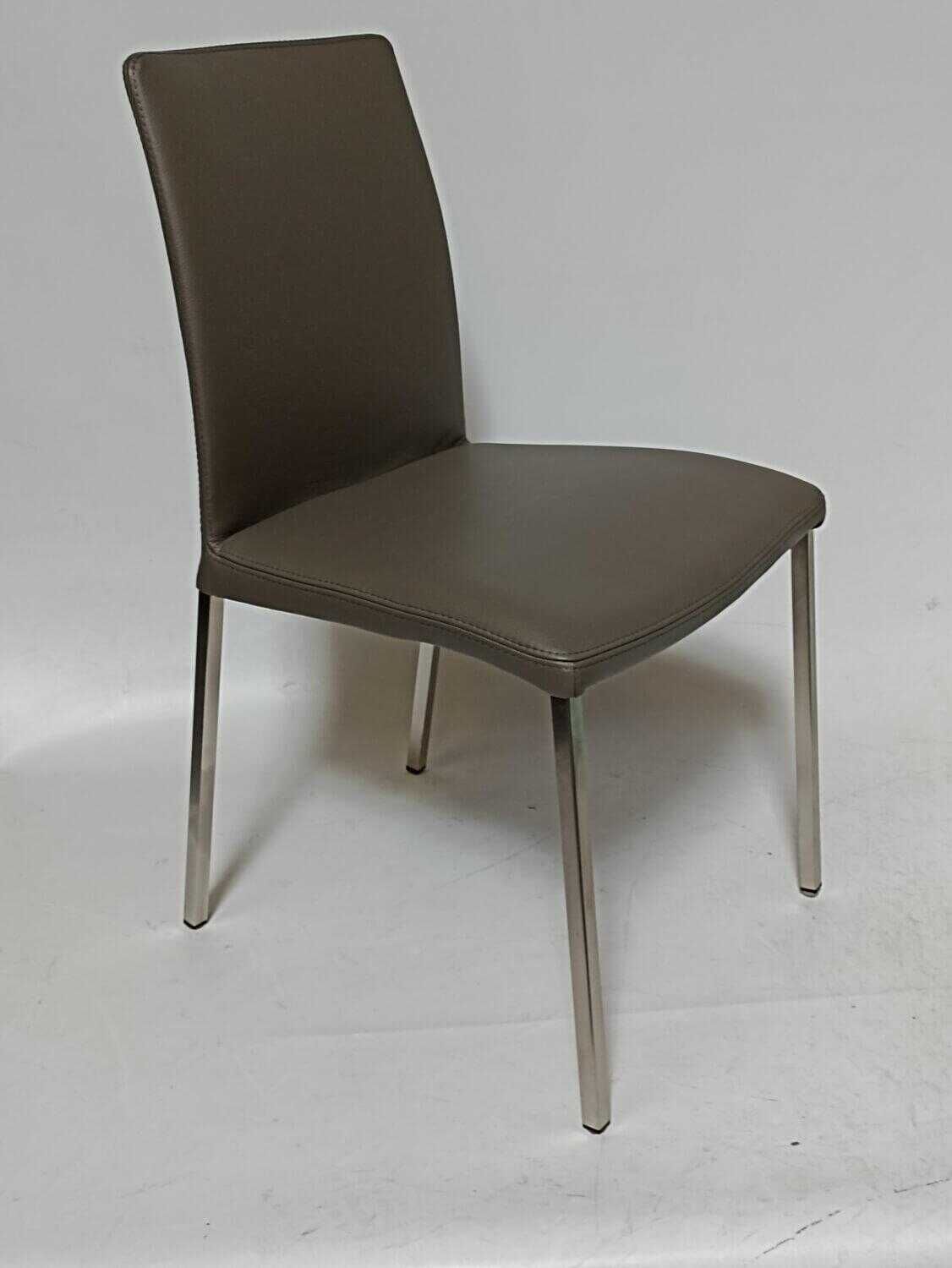 Lavida - 4-er Stuhlgruppe Arco Iris Leder Toledo Smog Fuß Quadratrohr Edelstahl - 1