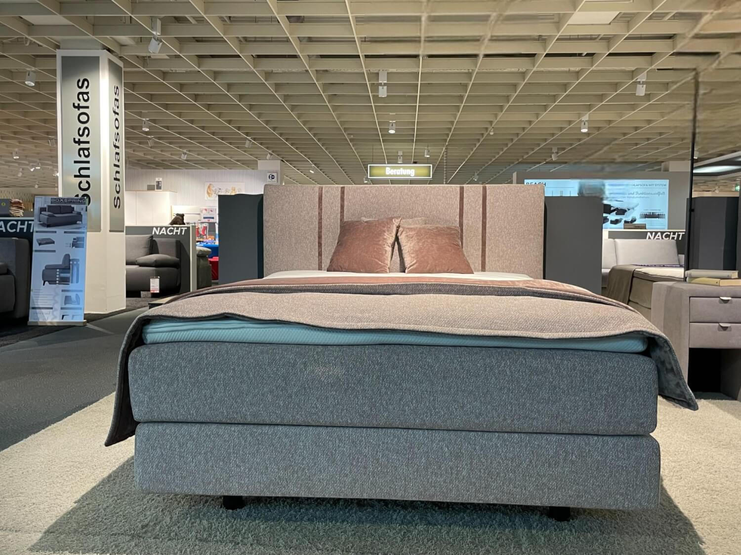 Hülsta - Boxspring Multi 140x200 Stoff M312 Rose Top Point mit Matratze und Topper - 4