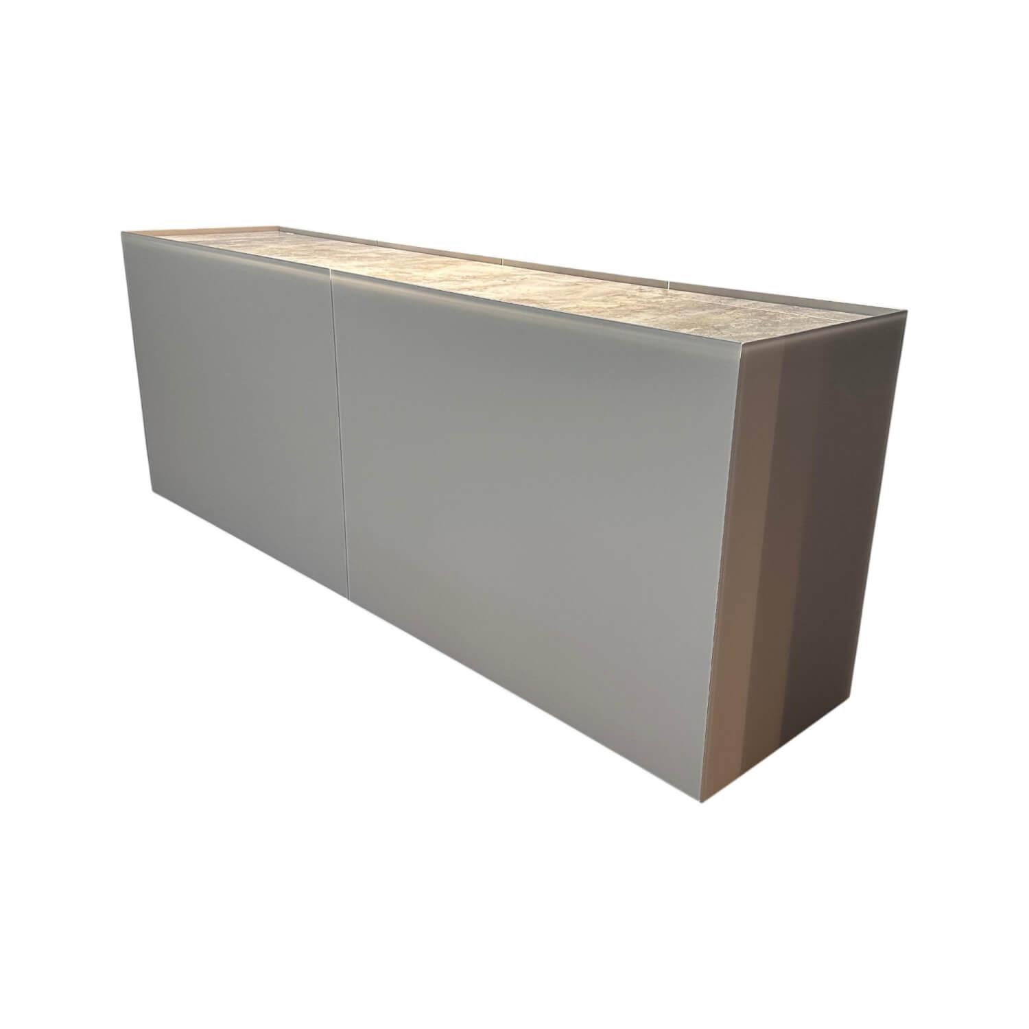 Spectral Smart Furniture - Sideboard Side Korpus Smart Lack Pepple Grau Front Glas Pepple Grau Deckplatte Glas Marmor Travertin Beige Glänzend - 1