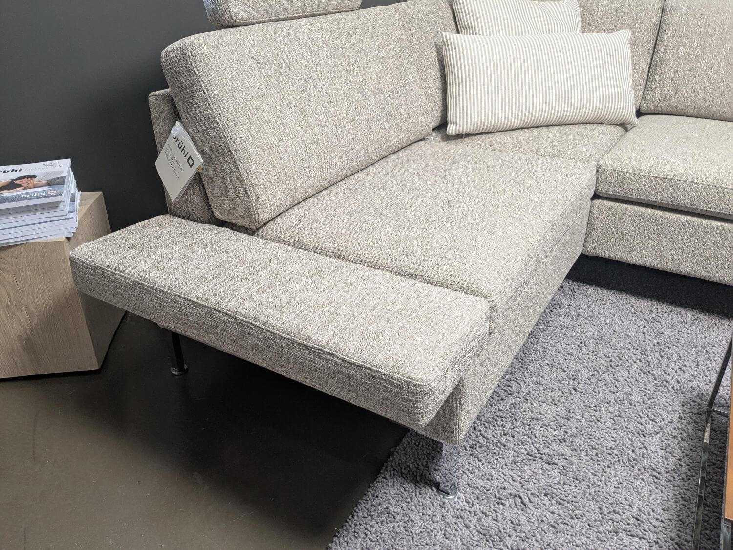 Brühl - Ecksofa Alba Stoff36 0045 Creme Füße Verchromt mit Verstellfunktionen - 6