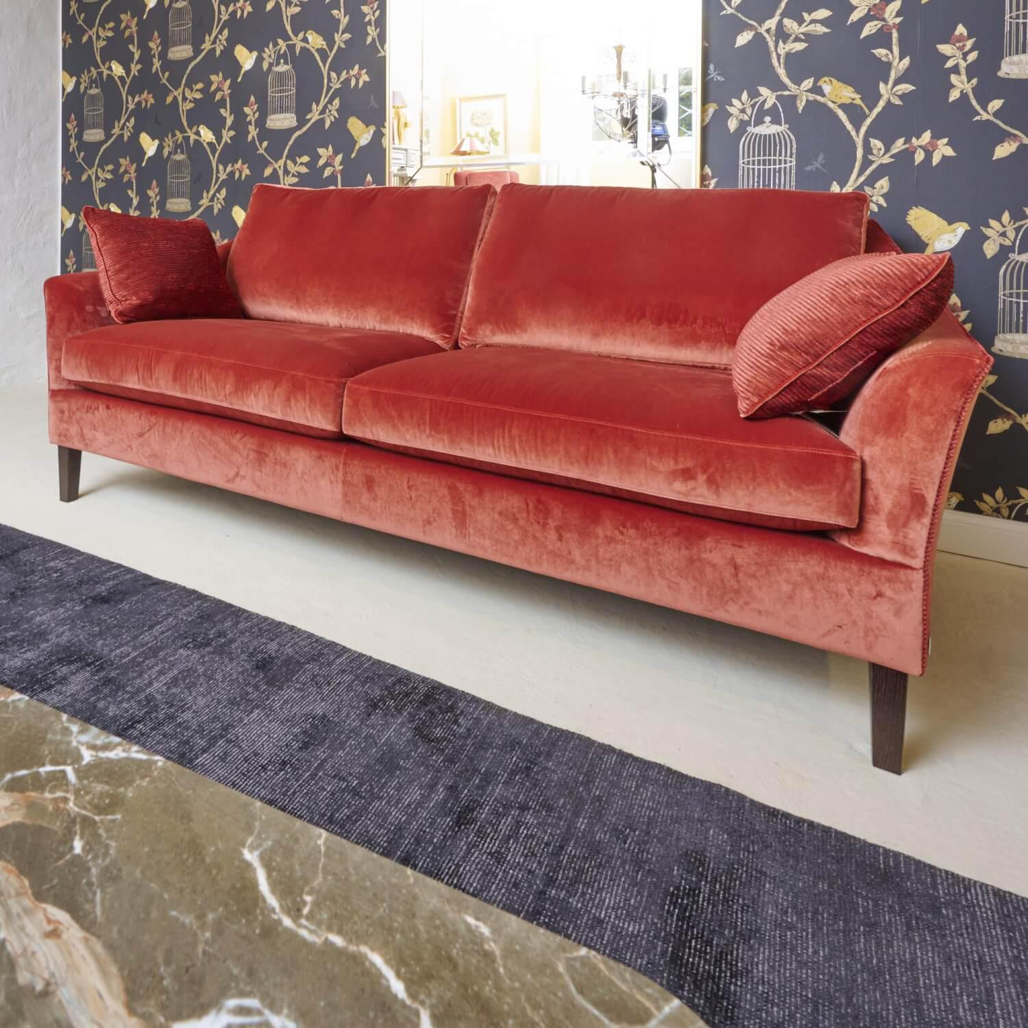 Bielefelder Werkstätten - Sofa Saloni 135 3001 Stoff City Velvet CA 7832 063 Mit Keder Füßen Schwarz Inklusive Kopfstütze Und Kissen - 15