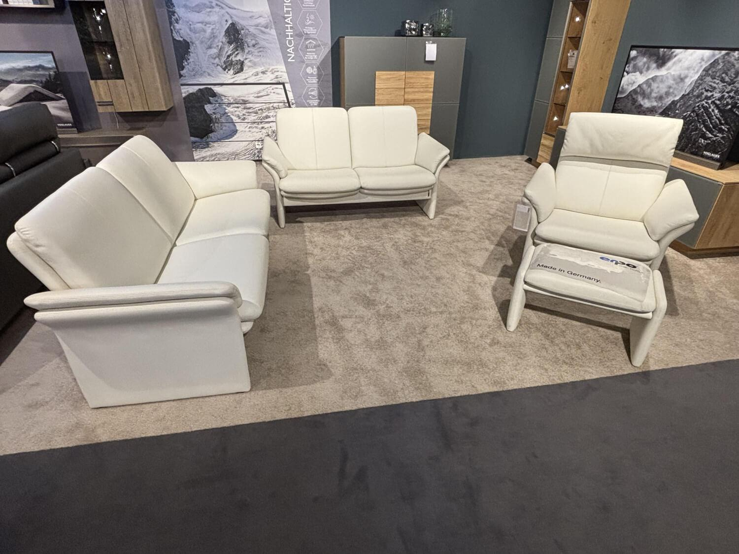 Erpo - Garnitur Chalet Leder 43.990 Weiß mit Relaxfunktion und Hocker - 1