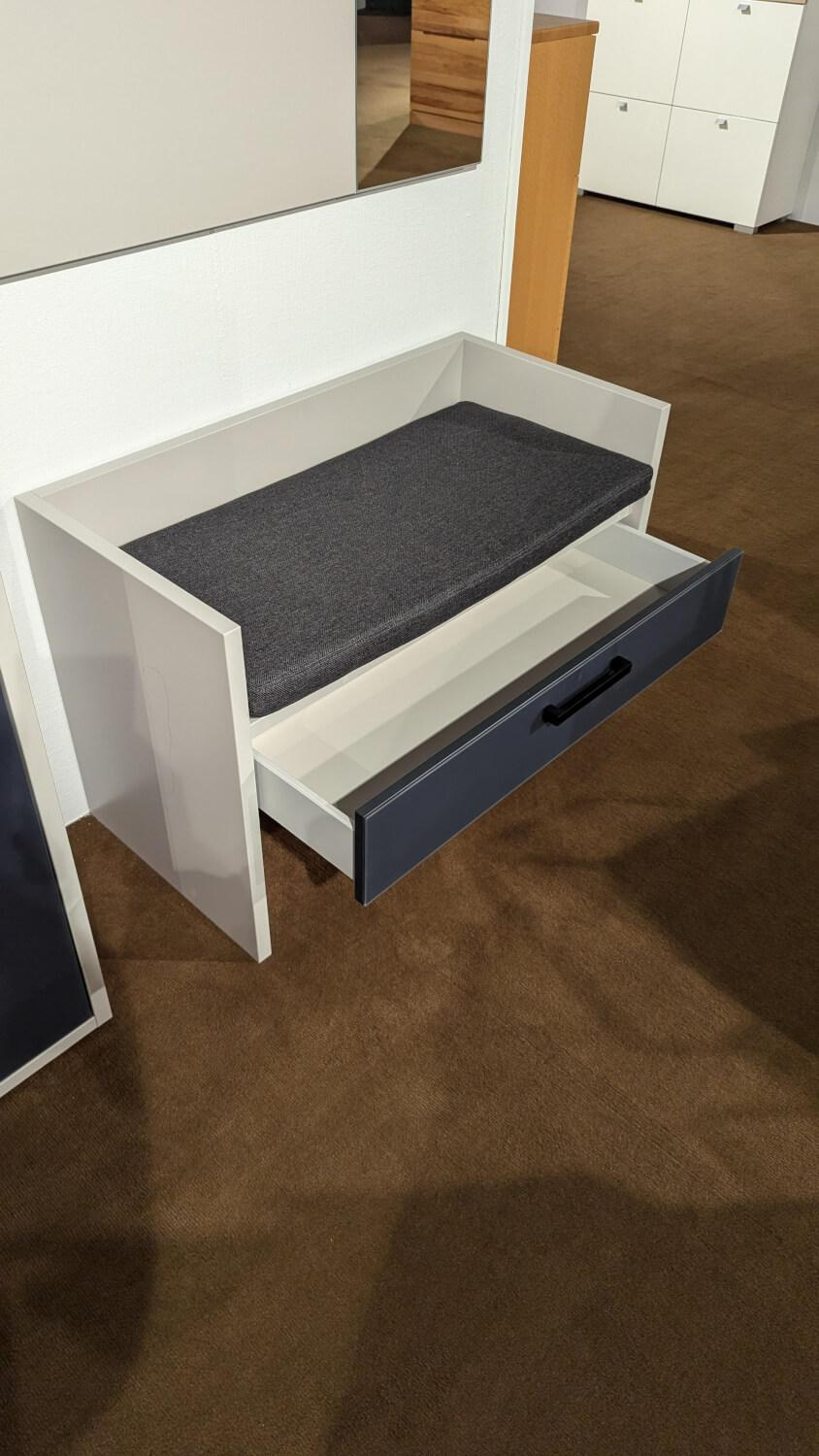 Wittenbreder - Garderobe Limu Front Glas Anthrazit Mattiert Korpus Lack Grau Weiß Bank Mit Sitzkissen Inklusive Spiegel - 5