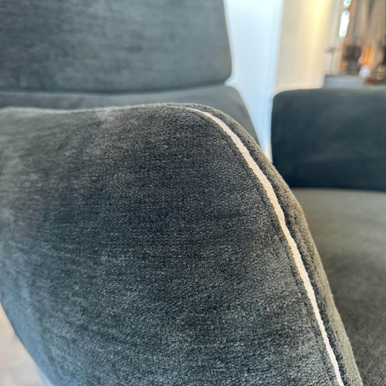 COR - Loungesessel Jalis Niedrig Stoff 8144 Braun Grün Drahtgestell F01 Feinstruktur Schwarz Mit Hocker - 2