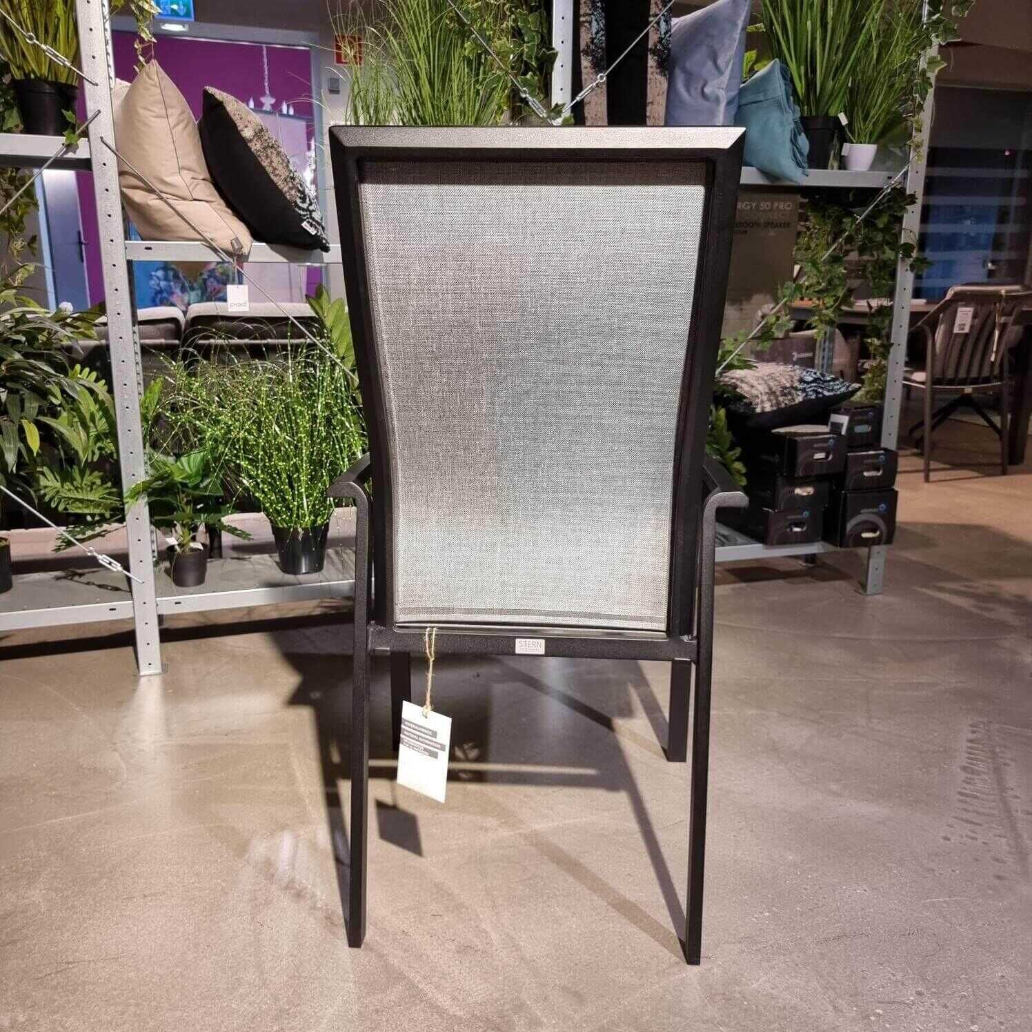 Stern - Stuhl Kari Rücken Hoch Textilen Leinen Grau Gestell Aluminium Schwarz - 3