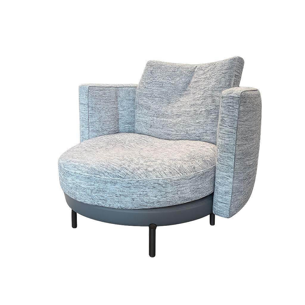Minotti - Sessel Torii Medium Stoff Kerlin 01 Granito Grau Sockel Leder Aspen 28 Ardesia - 1