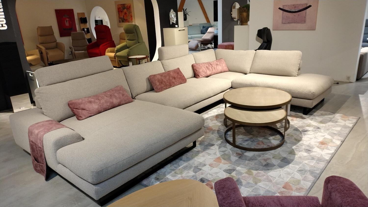 Activineo - Wohnlandschaft Belladonna Stoff 4 Dream Nature Beige Füße Metall Schwarz Inklusive 2 Nierenkissen - 6