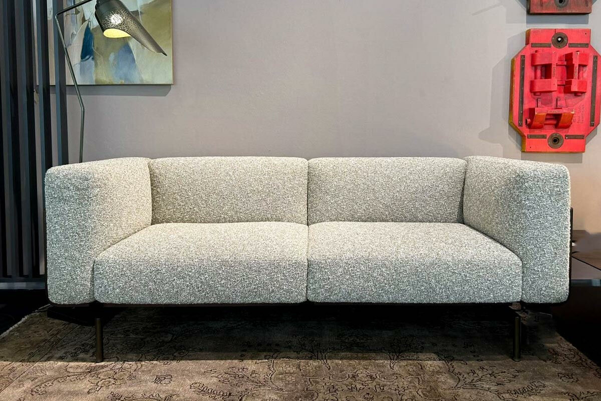 Marelli - Sofa L-Sofa Stoff Sahco Cat H Zero 002 Hellbeige Meliert Paneele Eiche Nussbaumfarbig Gebeizt Füße Metall Anodyc Bronze Lackiert - 4