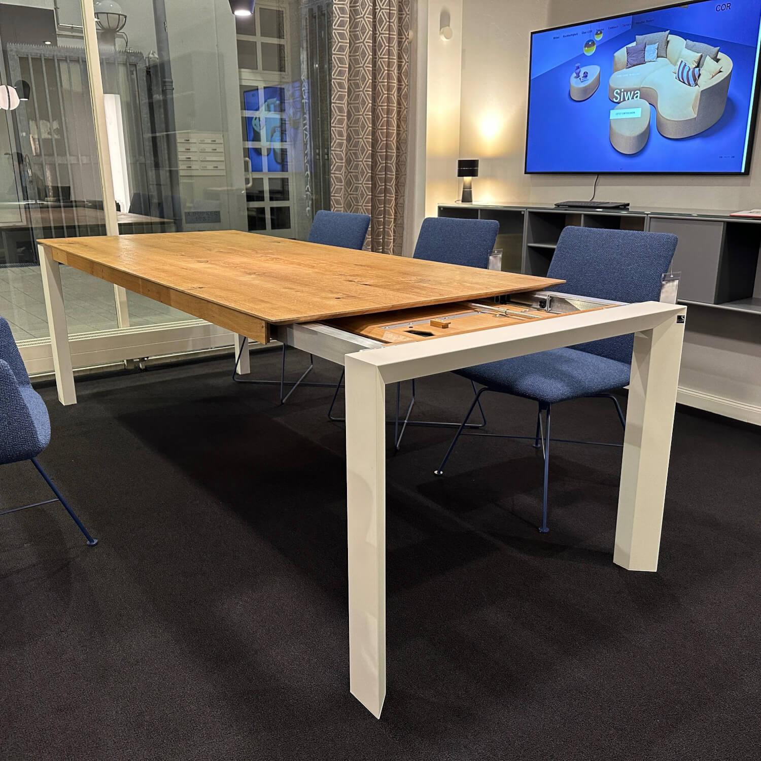 Scholtissek - Esstisch Divano VI Knorrige Eiche Mit Harz Gestelle Metall Weiß Mit Auszug - 6