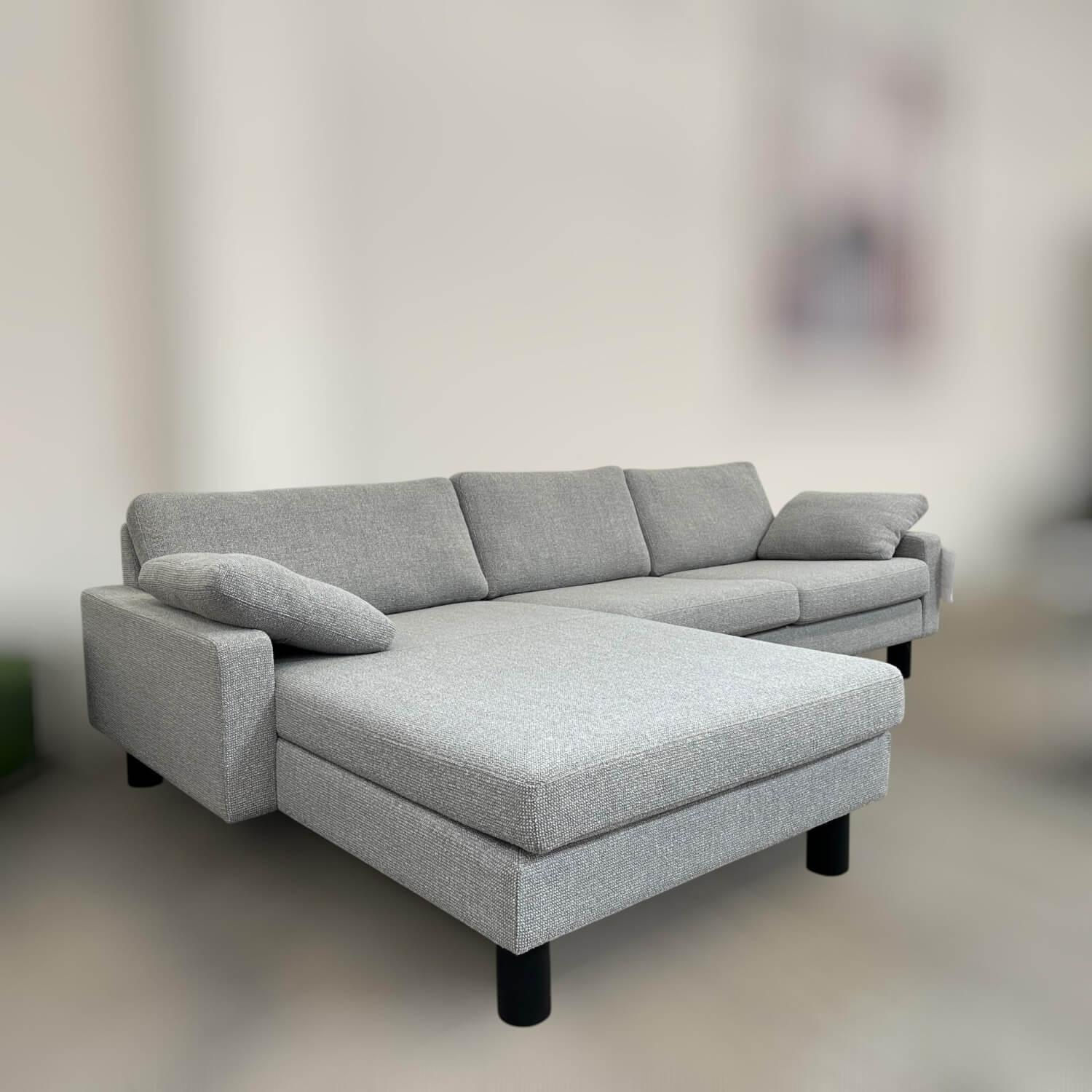 COR - Ecksofa Conseta Stoff 8181 Silbergrau Zylinderfüße Schwarz Lackiert Mit Filzgleitern - 3