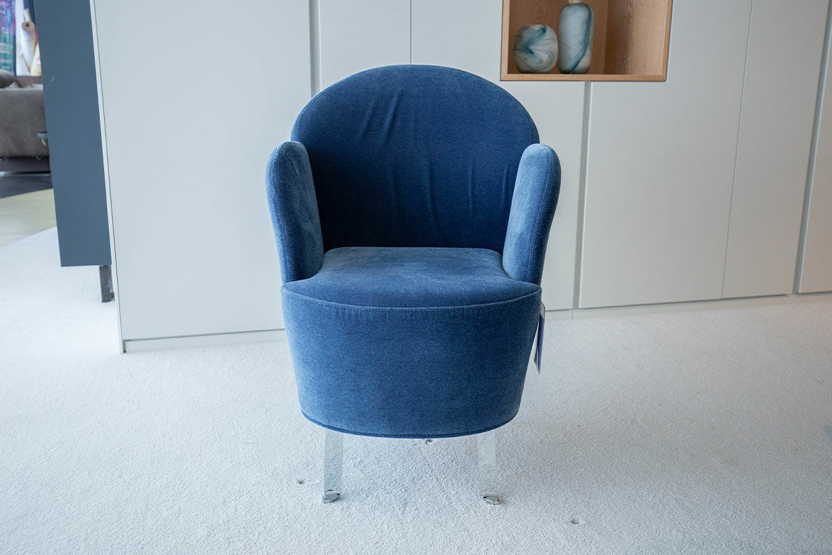 Brühl - Sessel Floret Stoff 4473 63 Blau Füße Flachstahl Verchromt Glänzend - 7