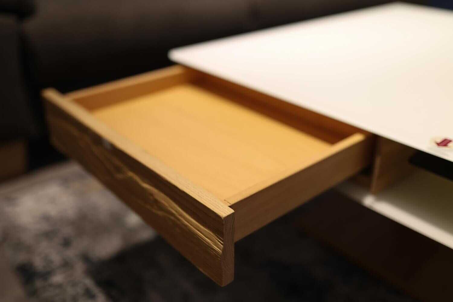 Montana - Couchtisch V Montana Wildeiche Geölt Platte Glas Optiwhite mit 2 Laden Höhenverstellbar - 5