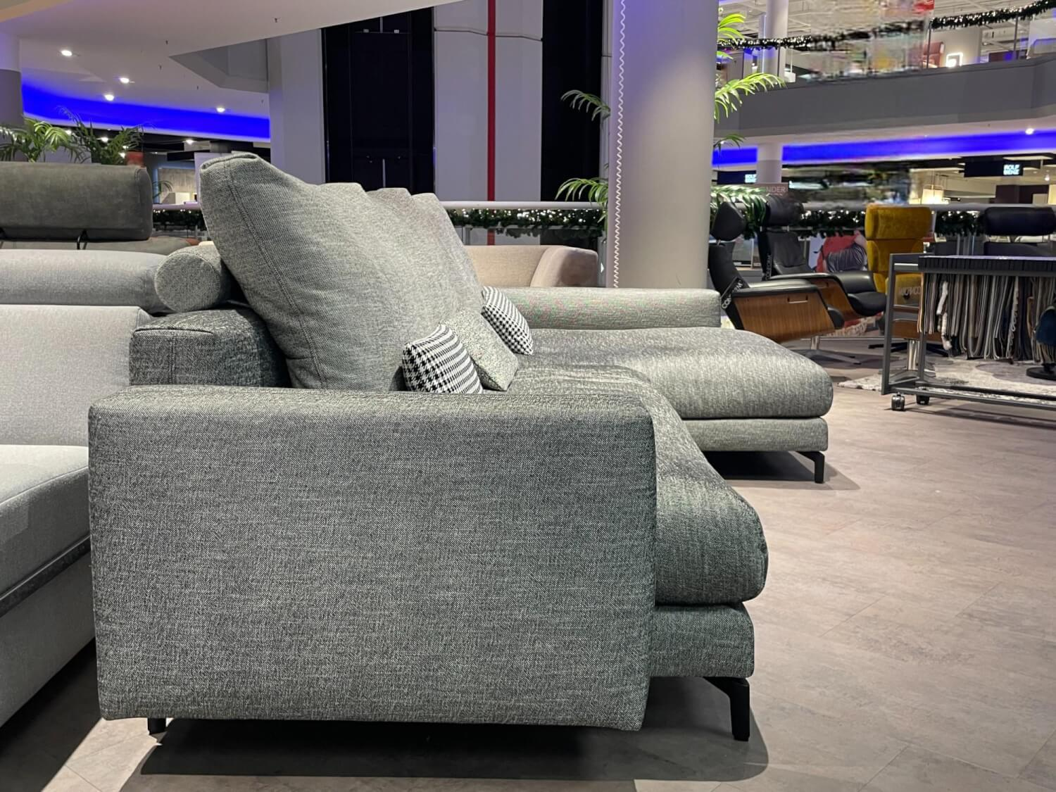 Rolf Benz - Ecksofa Nuvola Stoff 17 100 Dunkel Schwarz Weiß Gemustert Aluminiumgußfuß Lackiert RAL9017 Verkehrsschwarz Schwarz - 7