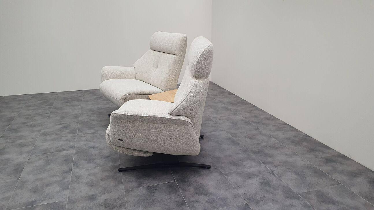 himolla - Sofa 4362 Stoff Crumble Opal Beige Füße Metallkufe Anthrazit Mit Elektr. Fuß- und Rückenverstellung, - 6