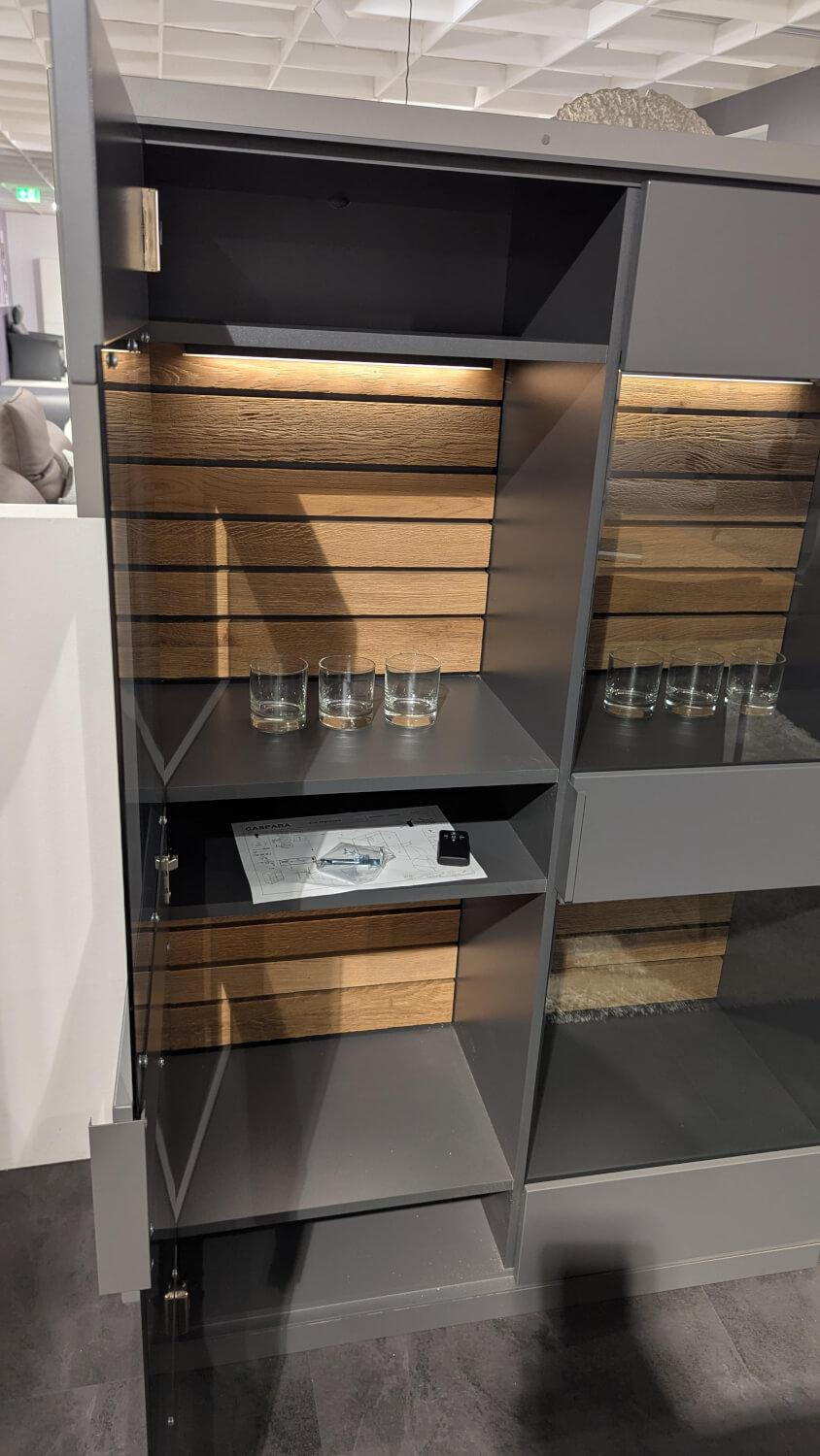 Quadrato - Highboard Caspara Anthrazit Lackiert Eiche Bianco Massiv - 2