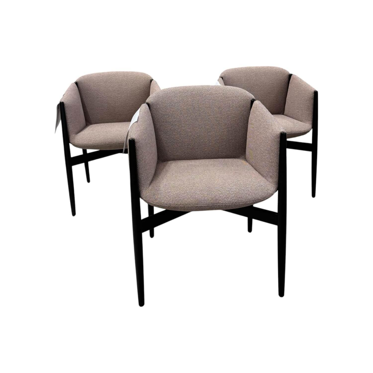 COR - 3er Set Stuhl Kagu 661 Stoff Rohi Onda Shrimp Grau Rosa Gestell Esche Massiv Dunkel Lackiert - 1