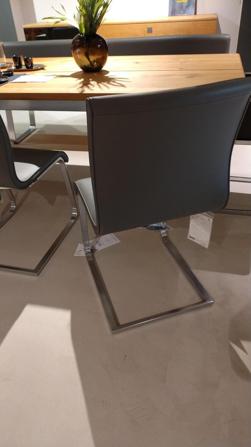 Team 7 - Essgruppe Nox Magnum Leder L1 Mittelgrau Gestell Edelstahl - 6