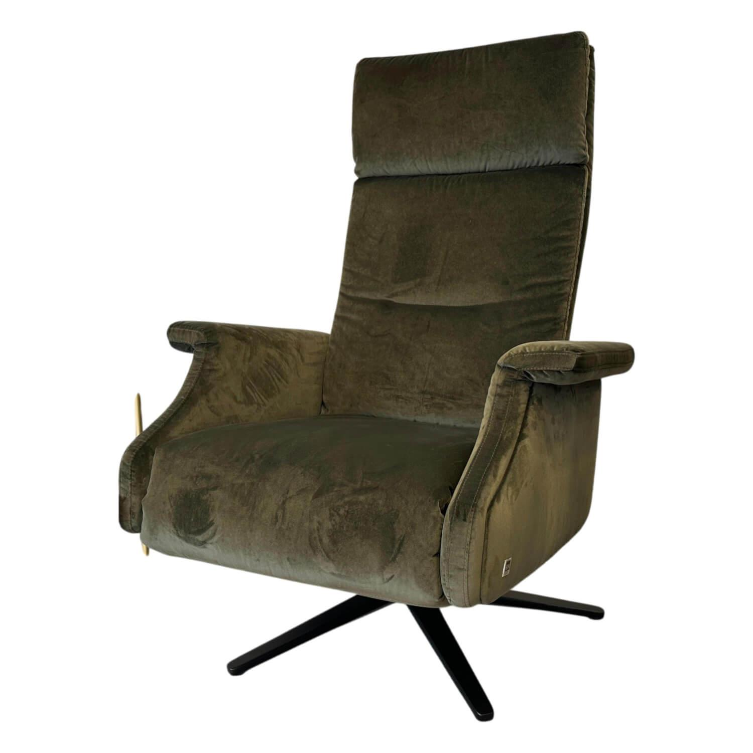 Bielefelder Werkstätten - Relaxsessel Dexter Stoff Amica Olivgrün Sternfuß Schwarz Matt mit motorischer Verstellung - 1