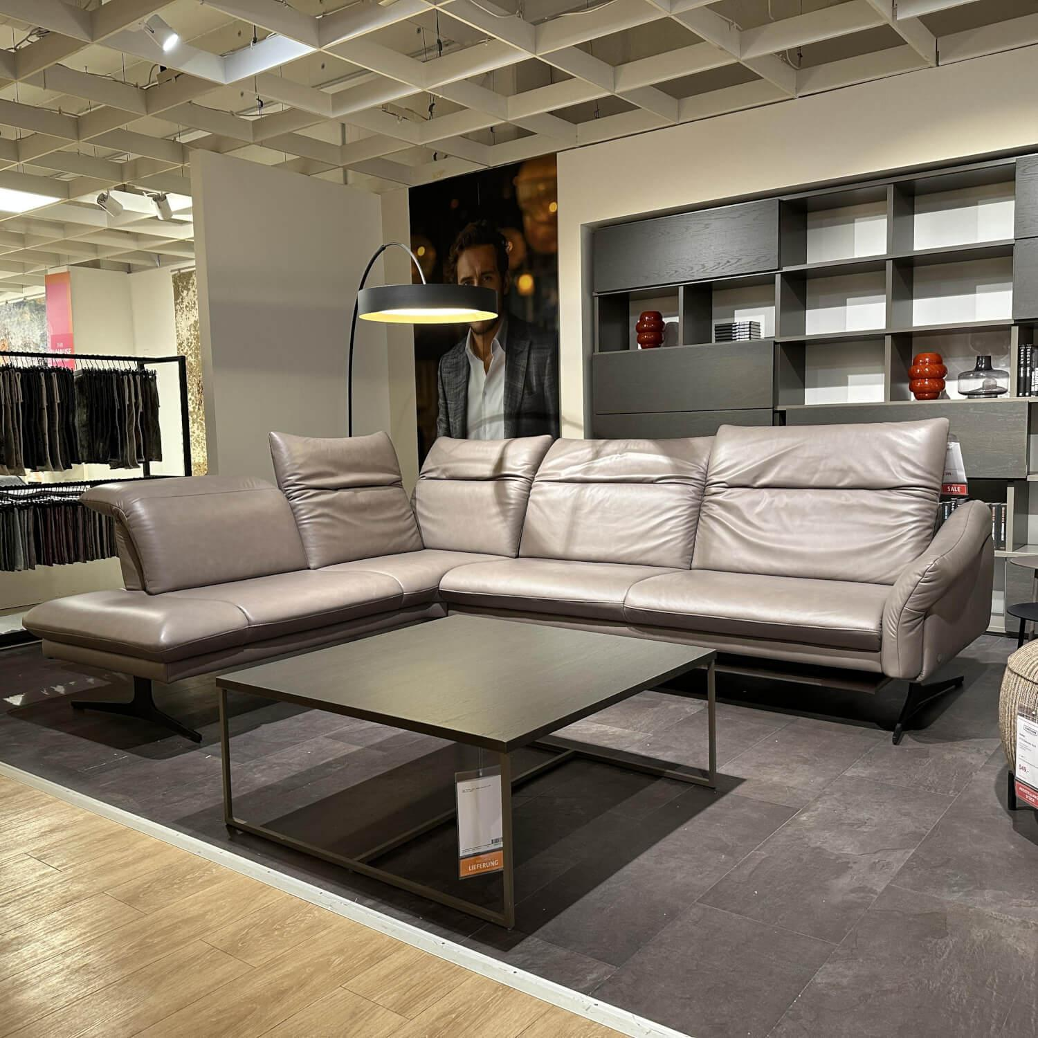 himolla - Ecksofa 1808 Leder 31 Longlife Eisen Grau Braun Metallkufe Anthrazit - 3