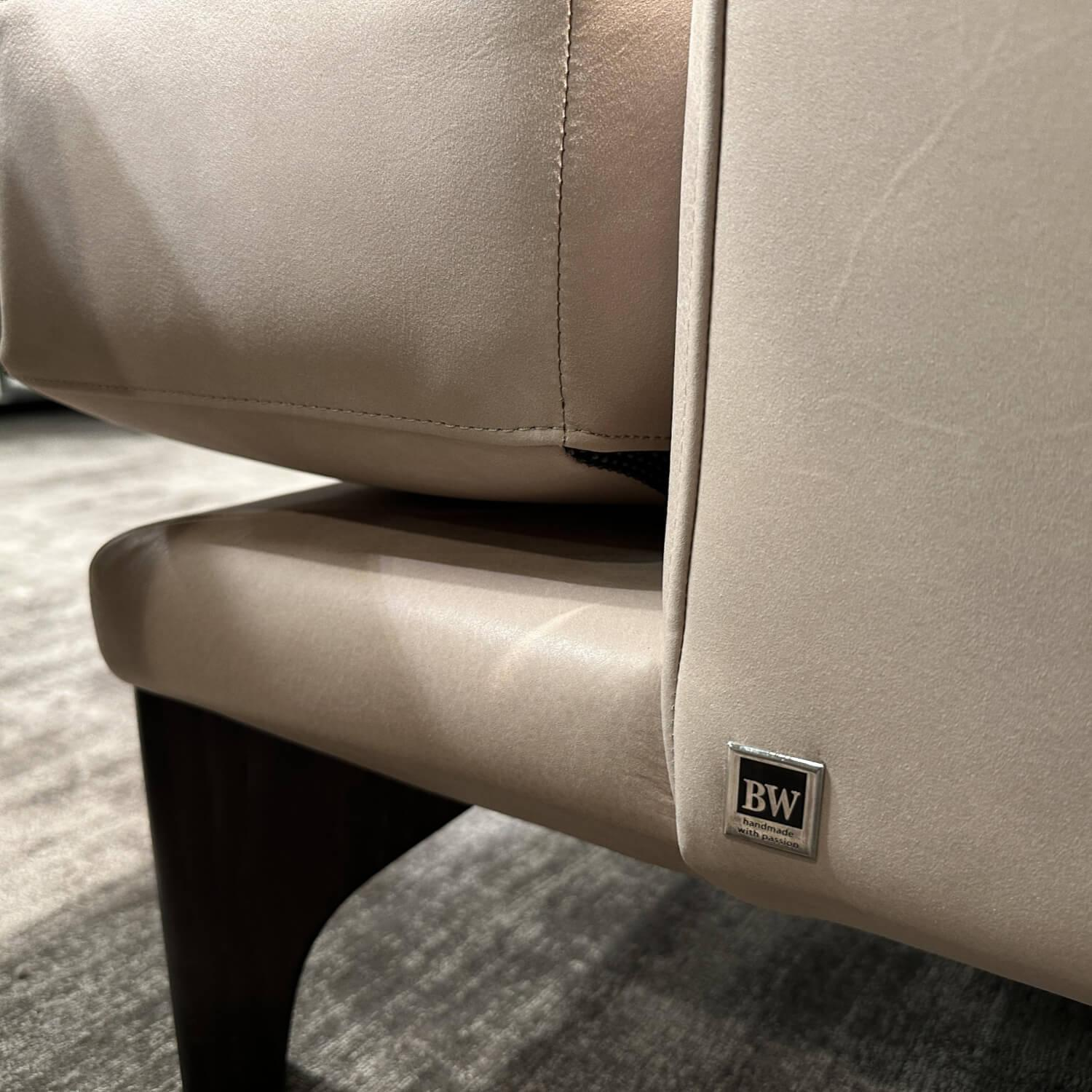 Bielefelder Werkstätten - Sofa Polo Lounge BW-162-3001 Leder Java Sand BW0500-502 Holzfuß In Wengefarbe Gebeizt - 6