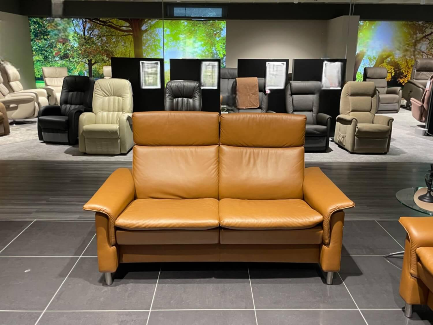 Stressless - Polstergarnitur Aurora A Leder 094 Paloma 42 Copper Braun Fuß 010 Stahl Rund Silber - 2