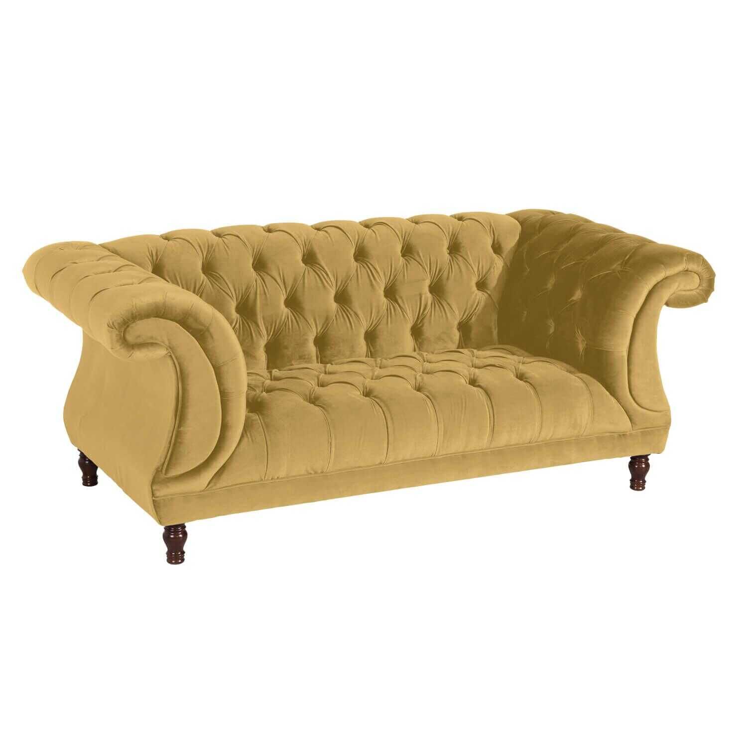 Max Winzer - 2-Sitzer Sofa Ivette Samtvelours Mais Füße Buche Nussbaum Dunkel - 1