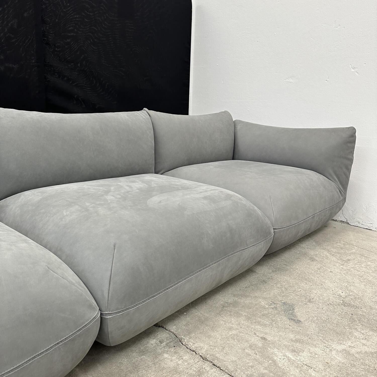 COR - Sofa Jalis Leder Puro 682 Elefantengrau Nahtband 5091 Mittelgrau Gestell Massivholz Buche Gedübelt - 8