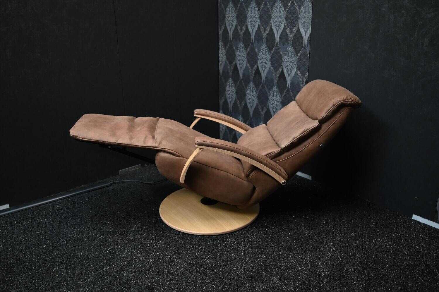 Hukla - Relaxsessel Holly Leder Aurelia Chai Drehteller Eiche Bianco mit Elektrischer Relaxfunktion - 1