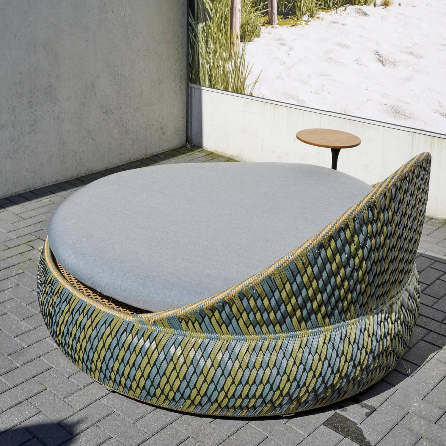 DEDON - Sofainsel / Daybed Dala Bezug Stoff Twist Dark Turquoise Geflecht Dedon-Faser Ubud - 6